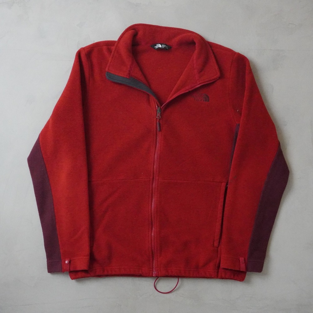 The North Face Fleece Jacket Mens Large Red Burgundy Full Zip Outdoor Hiking